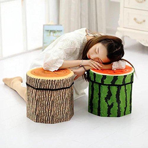 BIBITIME 3D Kiwifruit Folding Storage Ottoman Cube Foot Stool Seat Footrest Foldable Storage Box, 11.81x11.41" - Thumbnail 5