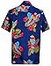 Hawaiian Shirts Mens Parrot Printed Beach Casual Aloha Party Blue XL