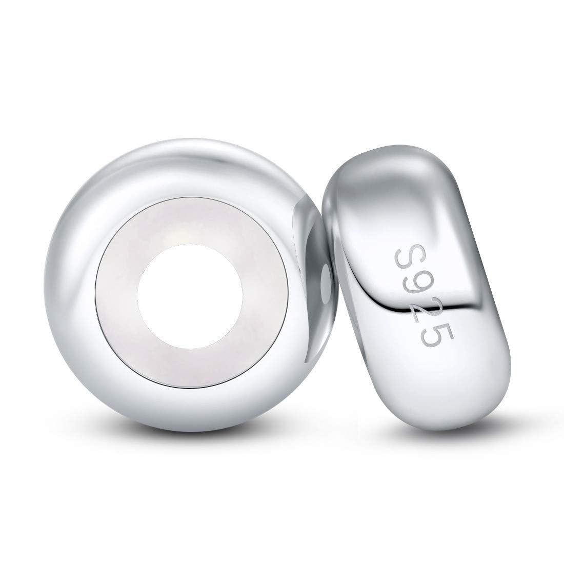 Sterling Silver Spacer Stopper Charms for Pandora Charm Bracelet (2pcs Silver Stoppers)