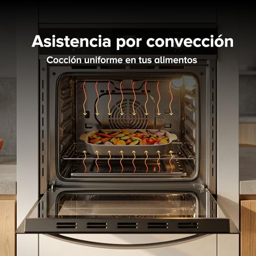 AVERA Horno empotrable de Gas LP con asistencia por conveccion, Capacidad de 58 L, 5 Modos de cocción, Temporizador digital 24 hrs, Contro por perillas, Temperatura 130 a 250°C | HE01LP