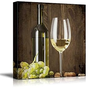 Square Rustic Style Wine in Glass and Wine...
