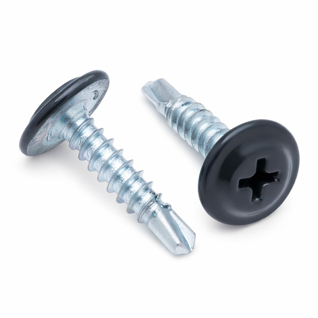 4.2 mm x 19 mm Multi-color Self-tapping, Self-drilling Montage Screws Phillips, Fine Thread and Flat Head, Powder Coated RAL7016 Anthracite grey, Hardened Steel Screws for Thin Steel Parts (250 pcs)