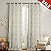 jinchan Linen Curtains for Living Room, Gray Floral Paisley Patterned Curtains 96 Inch Length, Light Filtering Ikat Drapes for Bedroom, Vintage Farmhouse Window Treatments, Grommet Top 2 Panels, Grey