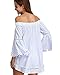 StyleDome Women Striped Off Shoulder Elegant Long Flare Bell Sleeve Shirts Off Loose Blouse Tops