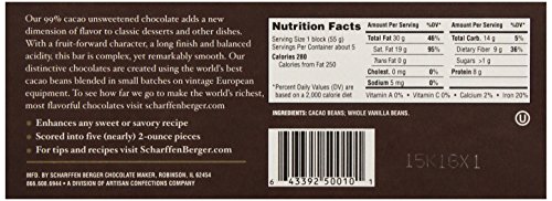Scharffen Berger Unsweetened Dark Chocolate Baking Bar (99% Cacao), 9.7 oz
