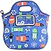 Kids Robots Neoprene Lunch Bag with ID Card Pocket | Identi-Tote by GOPRENE | Insulated, Reusable, Foldable, Washable, Color: ROBOT BLUE, + 3 Blank Name Cards