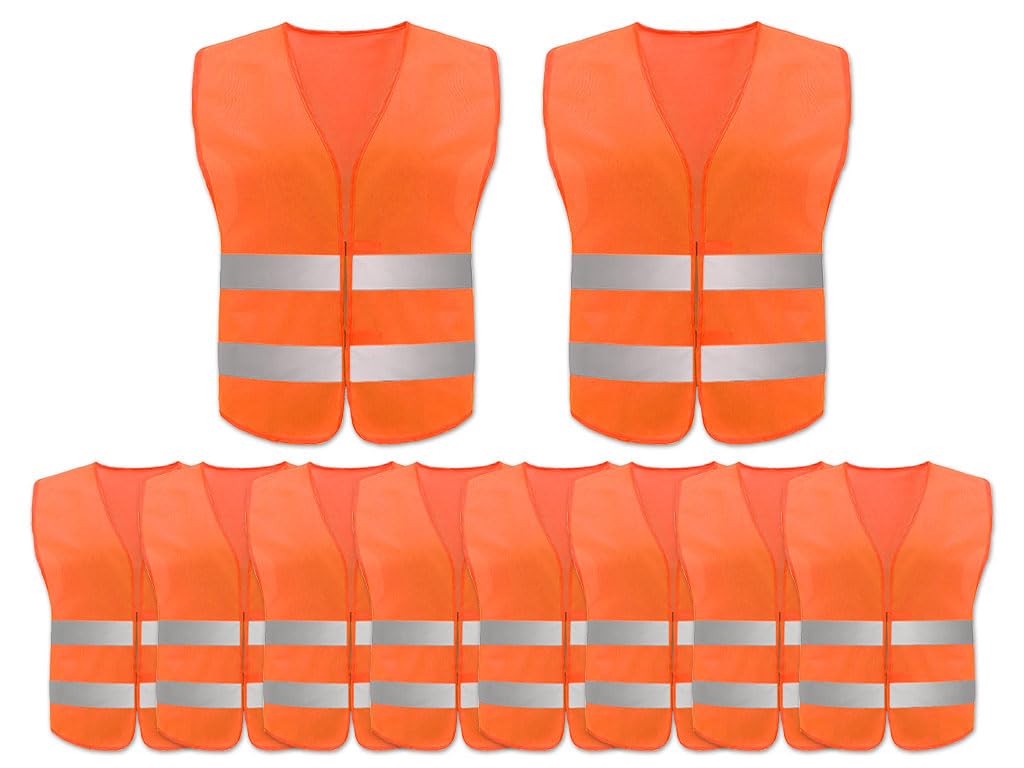 Anlising 10PCS High Visibility Safety Vests,Hi Vis Safety Vests with 2 Reflective Stripes,Night Workwear Reflective Vest,Reflective Jackets Waistcoat,for Running,Biking,Surveyor and Traffic Work