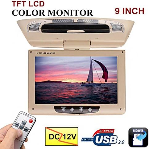 RUILIS Flip Down Screen Overhead Multimedia Video onitor 9 Inch 800 * 480 Car Monitor Roof Mount LCD Color MonitorCeiling Roof mount Display