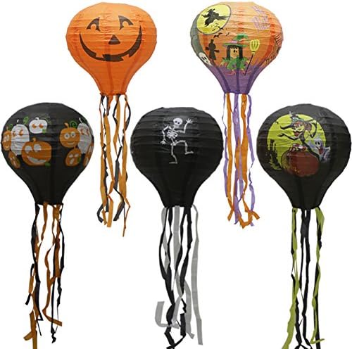 Hot Air Balloon Hanging Paper Lantern, Reusable Chinese Japanese Party Ball Lamps Decoration Birthday Anniversary Halloween Thanksgiving Engagement, Set of 5