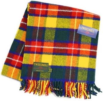 Amazon Co Jp Tweedmill ツイードミル ウールブランケットストール Thtak 大判ストール タータンチェック 英国製 レディース ユニセックス Bright Buchanan 服 ファッション小物