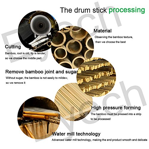 Eyech 2 Pairs 5A Bamboo Drumstick for Rock& Jazz Classic Natural Bamboo Drum Sticks
