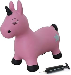 Jamara 460453 Hüpftier Einhorn pink mit Pumpe-bis 50 kg, fördert den Gleichgewichtssinn und die motorischen Fähigkeiten, robust und widerstandsfähig, pflegeleicht