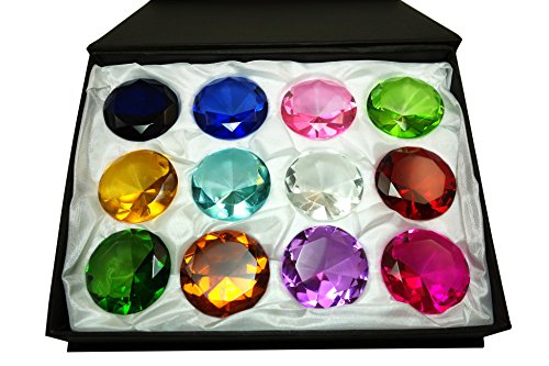 Tripact 60mm Huge Sapphire Amber Emerald Crystal Diamond Set 12pcs