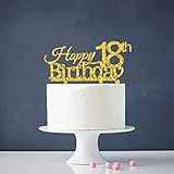 INNORU Happy 18th Birthday Cake Topper - Gold 18th Birthday Party Decoration Supplies