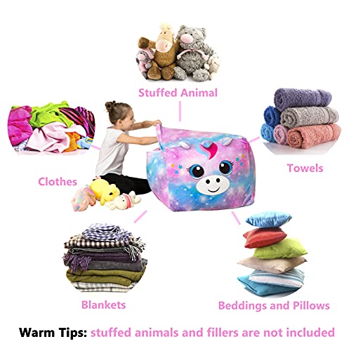MHJY Unicorn Bean Bag Stuffed Animal Storage Beanbag Chair Cover for