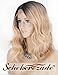 Ombre Blonde Lace Front Wigs Dark Roots Short Wavy Ombre Blonde Wigs for Women Scheherezade L Part Glueless Heat Resistant 14 Inches Mixed Fiber Short Bob Lace Front Synthetic Wigs Wavy Hair