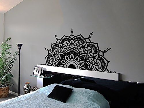Half Mandala Wall Decal Vinyl Sticker Headboard Master Bedroom Boho Bohemian Decor Yoga Studio Namaste Ornament Mandala Decals Decor F130