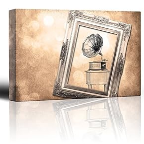 Sketched Antique Radio in a Frame Placed on a Bokeh Background - Canvas Art Home Art - 12x18 inches