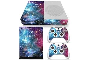 DOMILINA Protective Vinyl Skin Decal Cover for Xbox One S Console wrap Sticker Skins with Two Free Wireless Controller - Blue Space