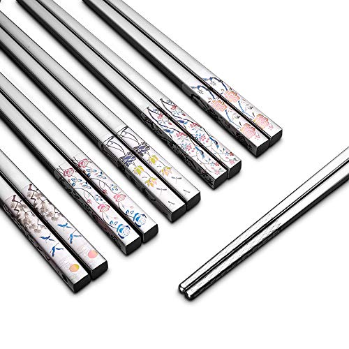Metal Chopsticks Reusable Dishwasher Safe 18/8 Stainless Steel