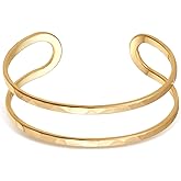 CUFELMU Gold Silver Cuff-Bracelets for Women Hollow Wide Open Bangle Bracelets