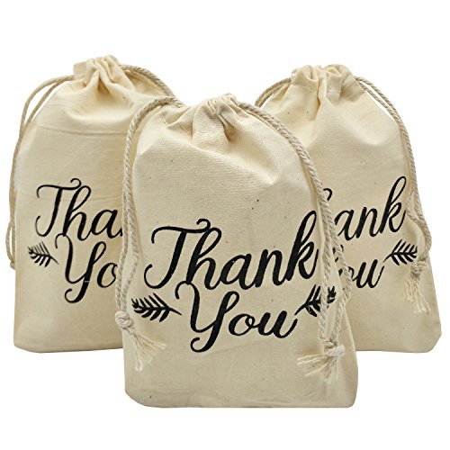 Sanrich Thank You Drawstring Bags 4x6 inch for Party Favor 20 Pack Gift Goodies Bags (4x6)