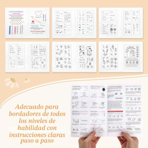 Komforbaa Upgraded Embroidery Kit for Beginners, Unbound Cross Stitch Book with Essential Patterns, 16cm Hoop, 24 Colors Thread, Complete Tools, Portable All-in-One