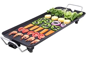 GXSQLW Large Teppanyaki Grill Electric, Non-Stick Teppanyaki Grill Pan, Adjustable Temperature, Indoor Portable BBQ Barbecue 