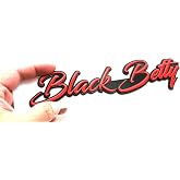 1pc Custom Black Betty Script 3D Emblem Decal Stickers Nameplate 3D Badge for Toolboxes, Garage, Universal Cars (Black Red)