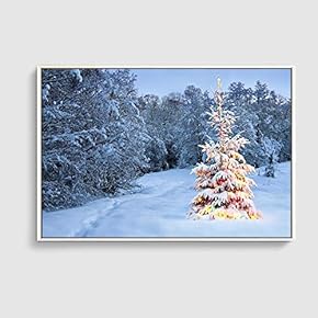 Framed Canvas Home Artwork Decoration Merry Christmas Canvas Wall Art for Living Room, Bedroom - 16x24 inches