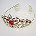 Thmyo Crown, Tiara,Prom Pageant Crowns Princess Crown Rhinestone Crystal Bridal Crowns with Comb for Women (Gold & Red)