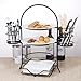 Creative Home 3-Tier Plate Rack Napkin Holder Buffet Caddy Storage Organizer with Removable Flatware Utensil Holder, Black