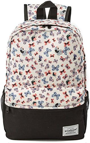 Women Canvas Laptop Backpack Cute School College Shoulder Bag for Teenage Girls