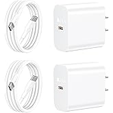 1Hora 20W USB C Charger 2-Pack, Type C Fast Charger with USB C to C Cable, iPad Wall Charger Block, Compatible with iPhone 15