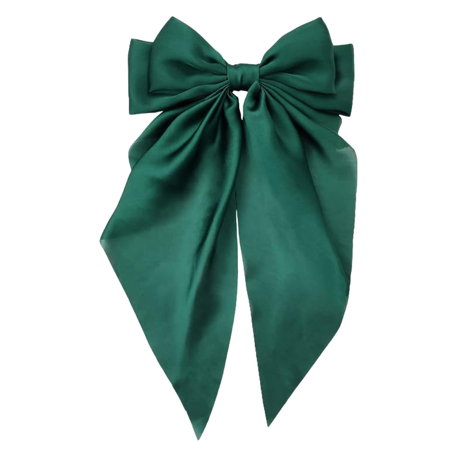 1 Piece Solid Color Streamer Bow Hair Clip - Large Tassel Hair Accessories for Women (Green)
