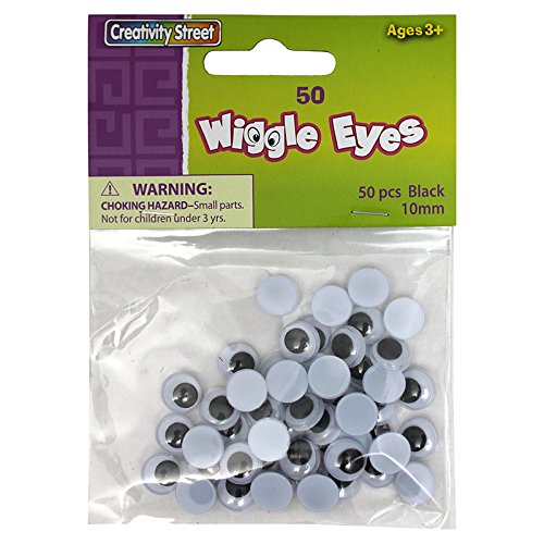 Creativity Street 344102 Round Black Wiggle Eyes, 10mm, Black, 50/Pack (CKC344102)