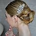 EVER FAITH Wedding Side Comb Crystal Cream Faux Pearl Flower Bridal Hair Accessories for Bride and Bridesmaids Clear Silver-Tone