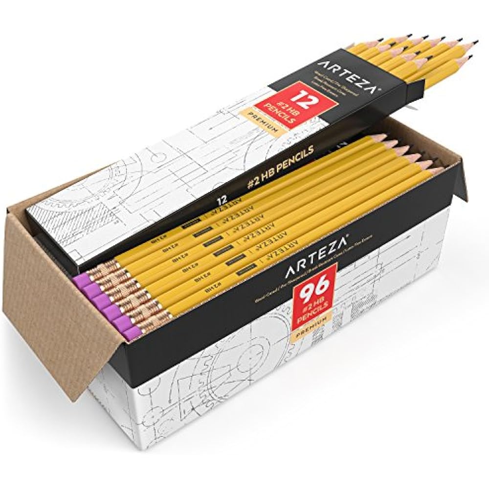 2 HB Wood Cased Graphite Pencils, Pack Of 96, Bulk, PreSharpened With