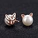 Cat Stud Earrings and Pendant for Women 925 Sterling Silver Ear Studs with AAAA+ Freshwater Cultured Pearls