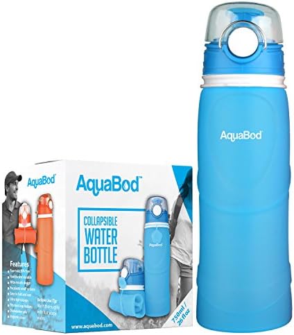 Aquabod Collapsible Water Bottle - BPA Free, 26oz, Leak Proof Silicone Foldable Sports Water Bottle, The Smart Hydration Solution