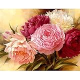 Anself DIY Handmade Diamond Painting Set Peony Resin Rhinestone Pasted Cross Stitch for Home Decoration 4535cm