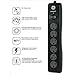 GE 6-Outlet Surge Protector, 4 Ft Extension Cord, Power Strip, 800 Joules, Flat Plug, Twist-to-Close Safety Covers, Protected Indicator Light, ETL Listed, Black, 33659