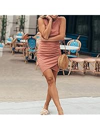 Mini vestido corto de cuello redondo para dama