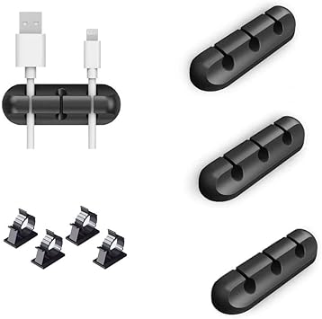Amazon Com Black Cable Clips Cord Holder Desk Wire Management Organizer 8 Pack Viwieu Rubber Adhesive Cord Hooks For Wall Home Office Car Cubicle Nightstand Accessories Home Improvement