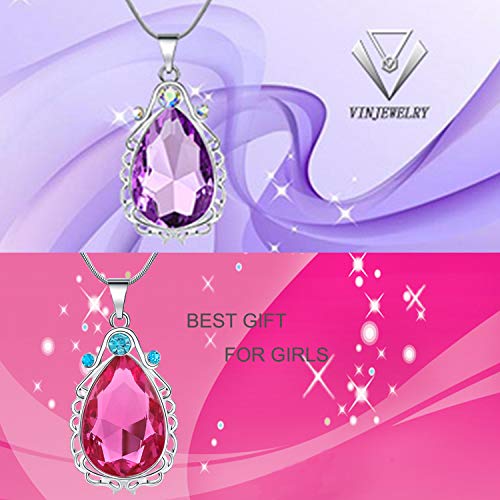 2 Pcs Sofia the First Amulet and Elena Princess Necklace Twin Sister Teardrop Necklace Magic Jewelry - //coolthings.us