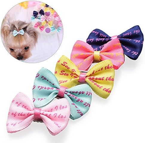 Funnyout Puppy Dog Hair Clips - Pet Hair Bows Cat Accessories 5 PCS