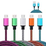 Micro Cable, HUHUTA 5-Pack Premium 3FT Nylon Braided High Speed USB 2.0 A Male to Micro B Data Sync and Charger Cable Replacement for Samsung Galaxy S7 Edge, S6, Motorola, Sony