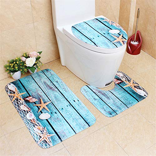 3Pcs/Set Creative Toilet Set Non-slip Rug Mat Set Toilet Lid Cover Home Bathroom Bath Accessories - Thumbnail 4