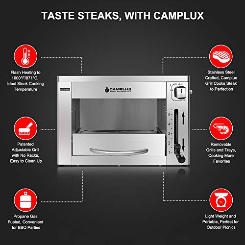 Camplux Propane Infrared Steak Grill, 1600℉ Fast Efficient Heating