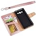 Arae Wallet Case Compatible for Samsung Galaxy Grand Prime with Wrist Strap and [4-Slots] ID&Credit Cards Pocket (Rosegold)